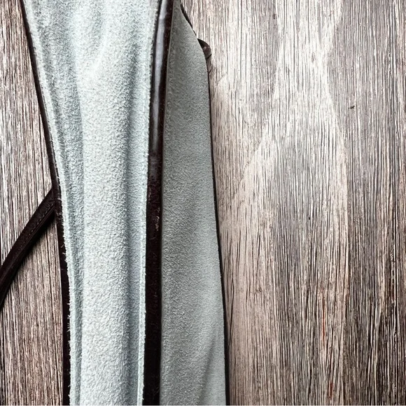 Anne Taylor Y2K Mini Baguette Bag Gray and Brown Suede and Leather - Picture 12 of 16